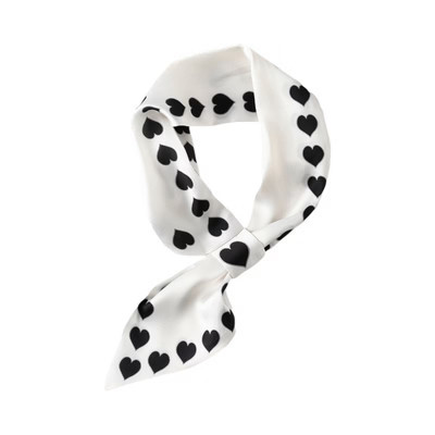Anna-Kaci Silky Square Neck Scarf with Heart Pattern for Hair and Bag Styling - White | Target