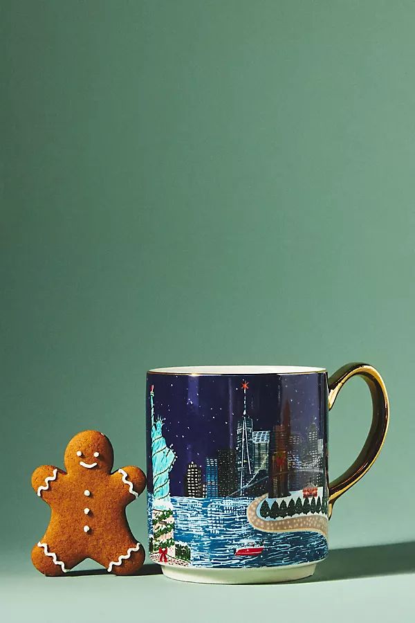 Holiday in the City Mug By Anthropologie in Blue Size MUG/CUP | Anthropologie (US)