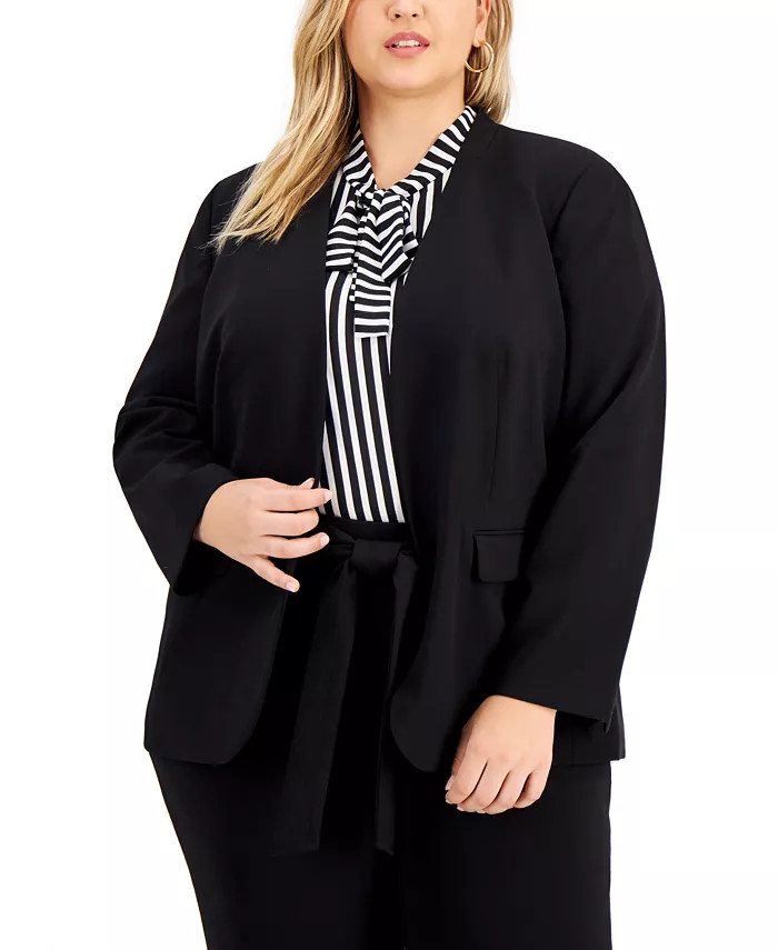 Trendy Plus Size Open-Front Blazer, Created for Macy's | Macys (US)