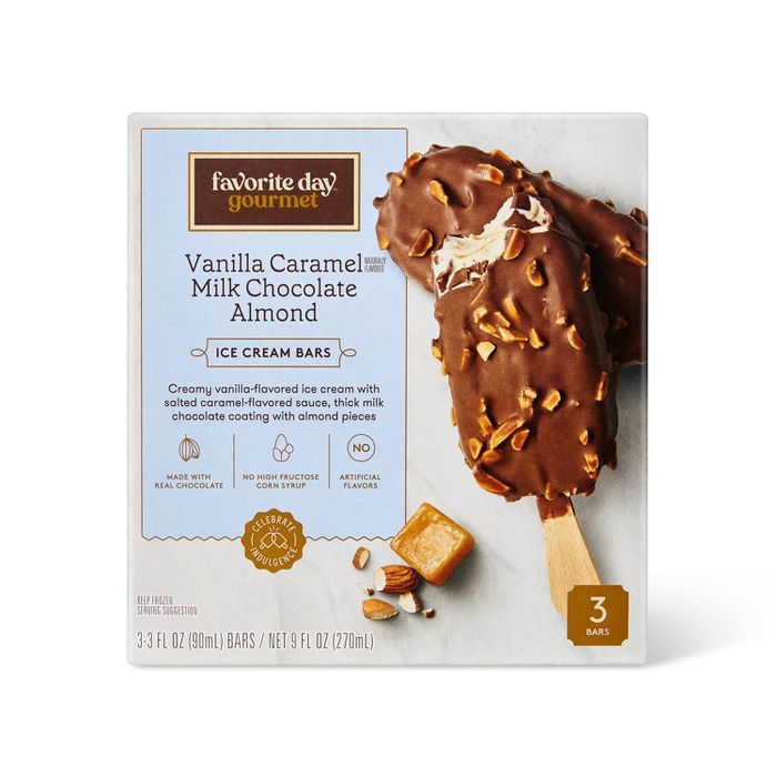 Vanilla Caramel Almond Chocolate Ice Cream Bar - 3ct - Favorite Day™ | Target