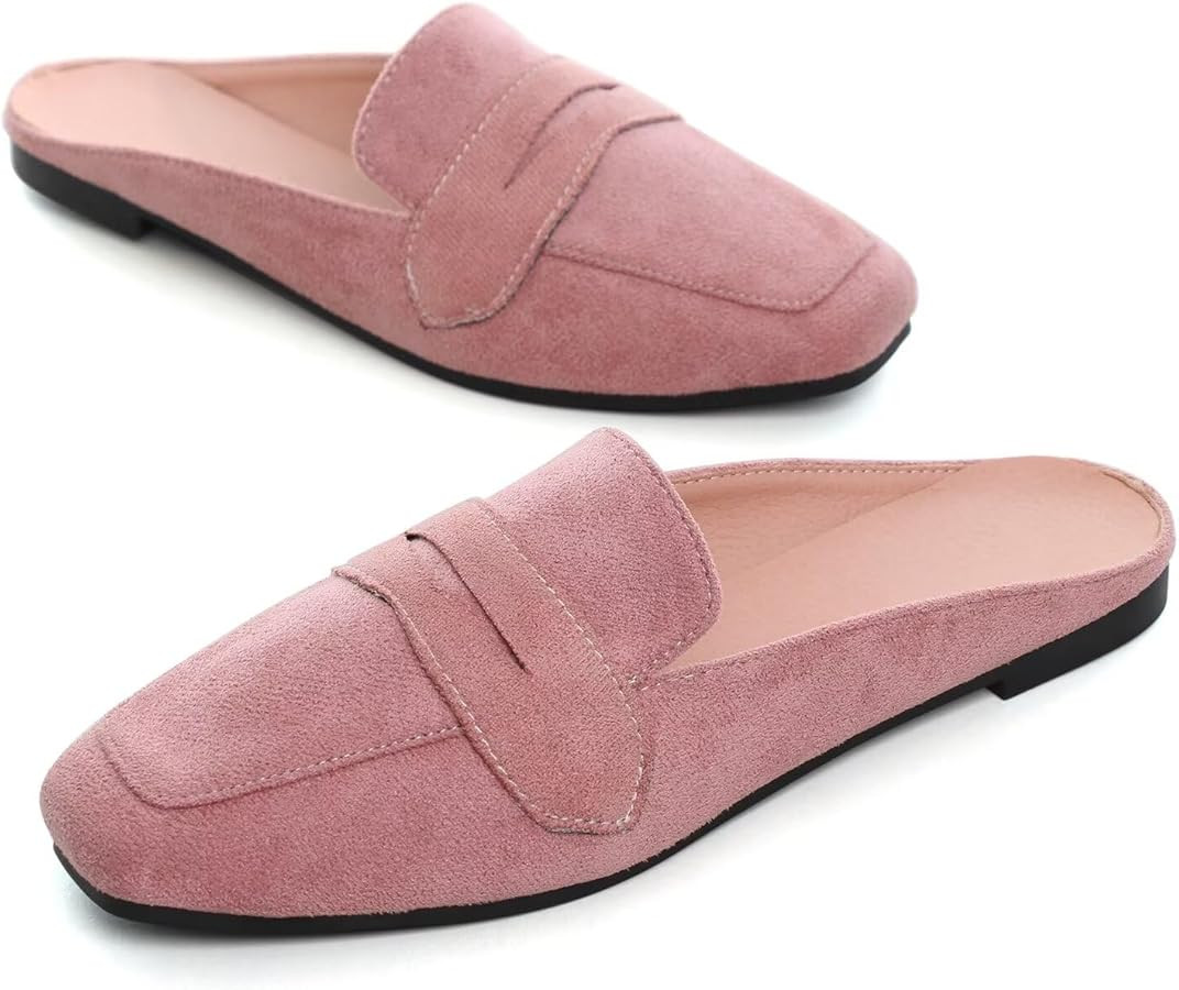 Hee grand Mules for Women Flats Square Toe Slip on Flat Slides Comfortable Suede Women Slippers B... | Amazon (US)