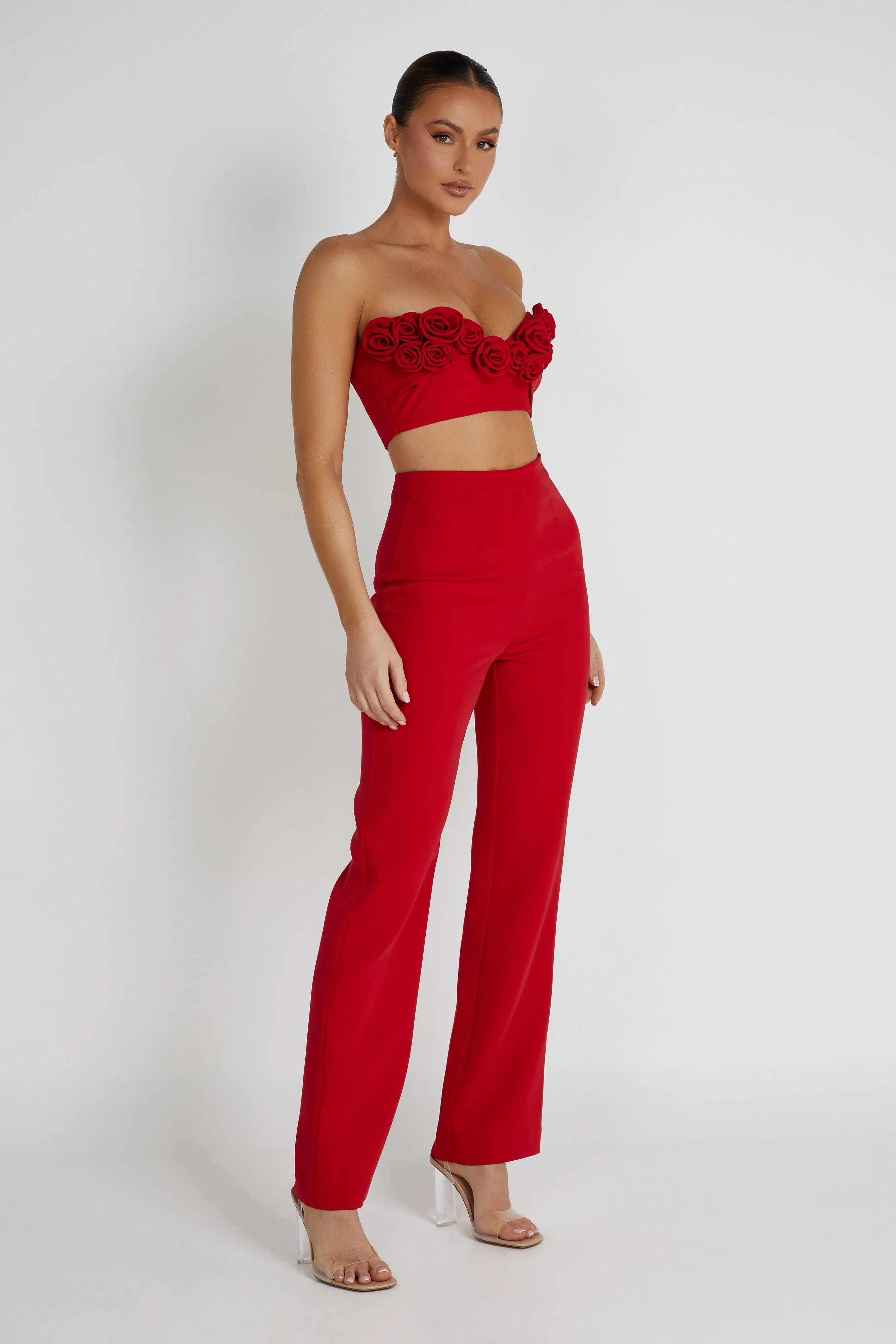 Allanah Straight Leg Pant - Red | MESHKI US