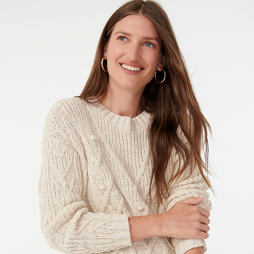 Cotton cable-knit pointelle sweater | J. Crew US
