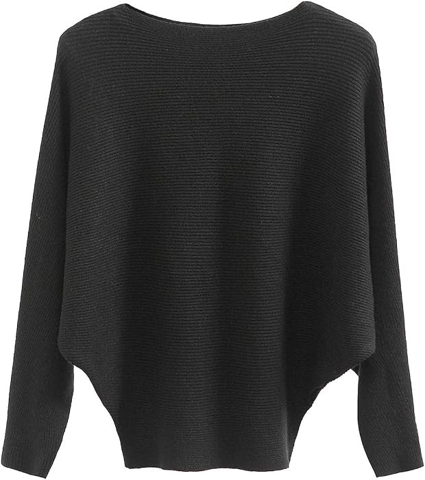 GABERLY Boat Neck Batwing Sleeves Dolman Knit Sweaters Pullovers for Women | Amazon (US)