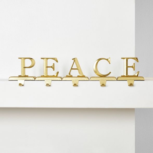 5pk PEACE Gold Christmas Stocking Holder - Wondershop™ | Target