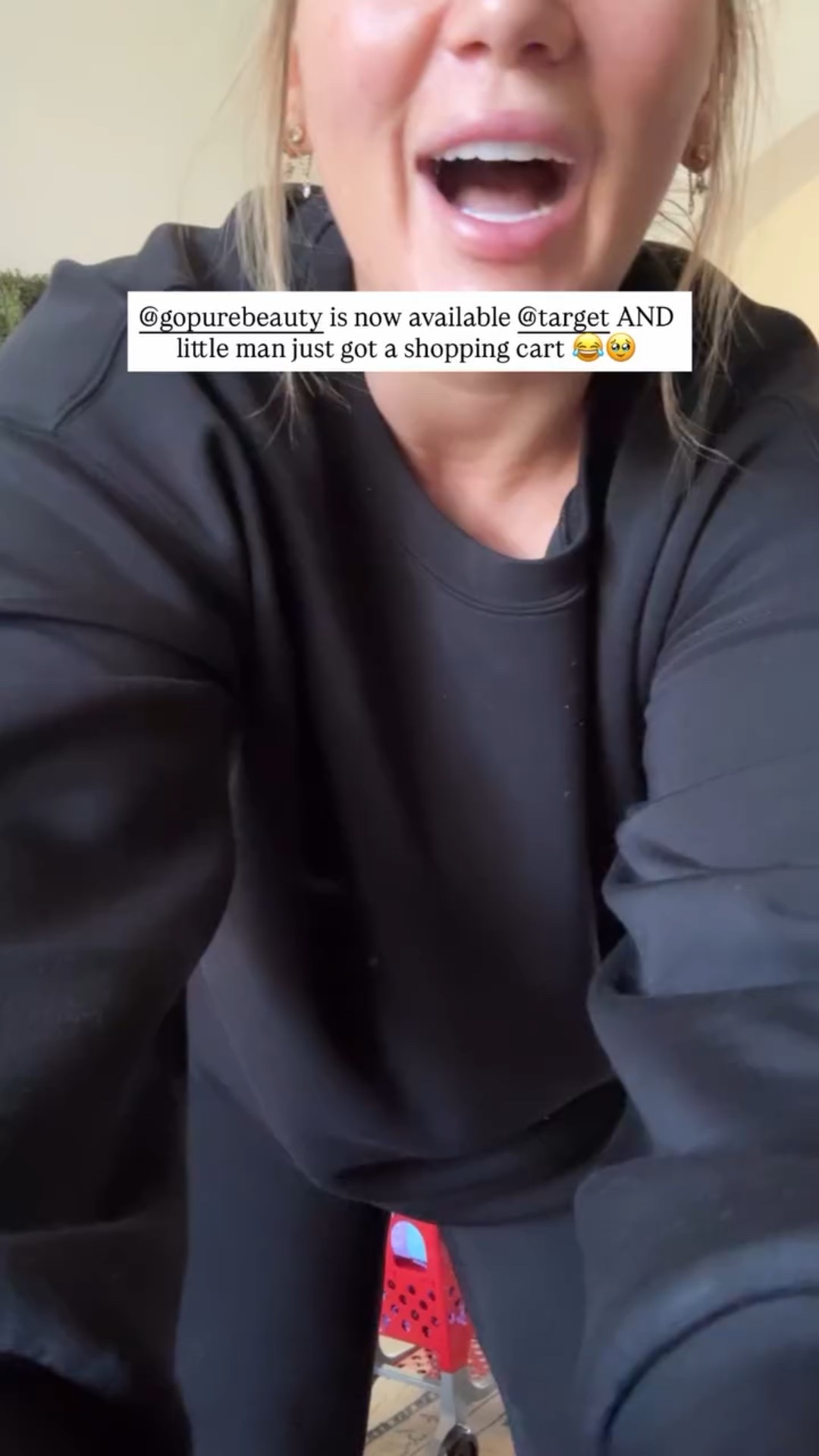@gopurebeauty is now available @target AND little man just got a shopping cart 😂🥹 I’m wearing an XL crew neck and pants 