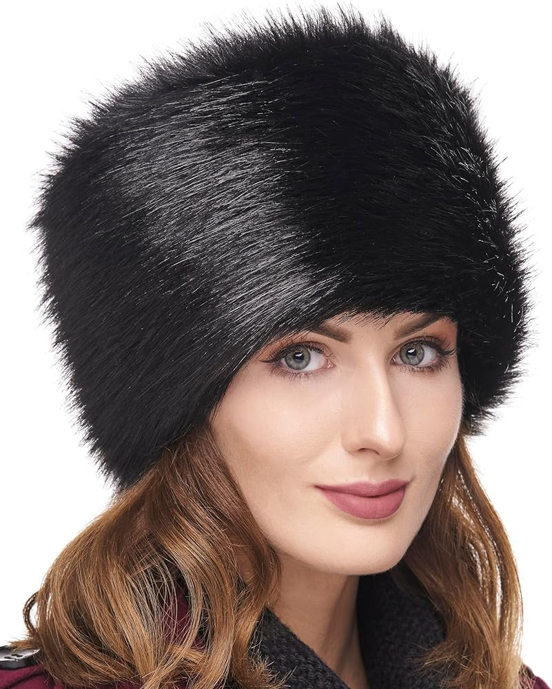 Futrzane Classic Cossack Hat - Faux Fur Hats for Women - Warm Furry Russian Hat | Amazon (US)