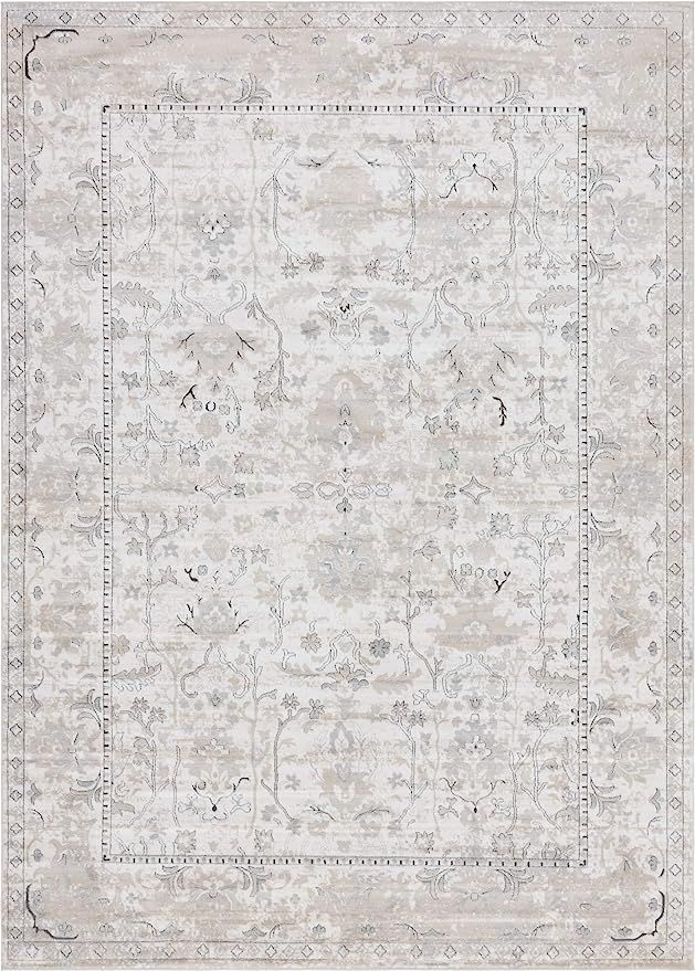 Unique Loom Portland Collection Area Rug - Central (10' x 14' 1" Rectangle, Ivory/ Gray) | Amazon (US)