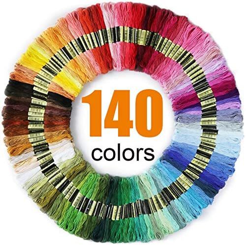 Premium Rainbow Color Embroidery Floss 140 Skeins Per Pack with Cotton for Cross Stitch Threads, ... | Amazon (US)