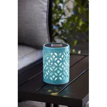 Harbor Breeze 3.86-in x 5.51-in Aqua Ceramic LED Light Outdoor Decorative Lantern | Lowe's