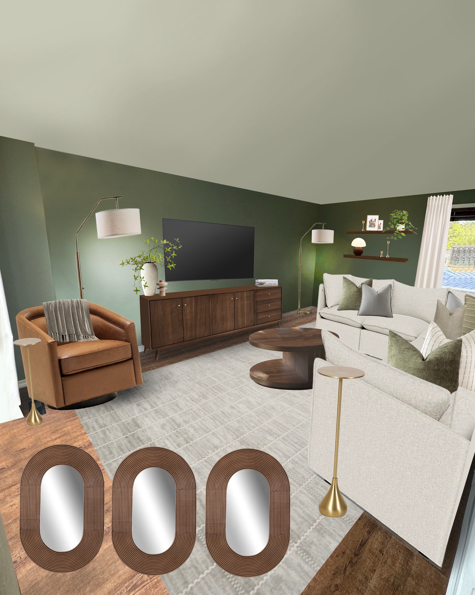 Subtle mid century living room!! 

Couch: Cozey Gaia 
TV stand: rooms to go Broxbern Walnut Finish Credenza

#LTKHome #LTKFindsUnder100 #LTKFamily