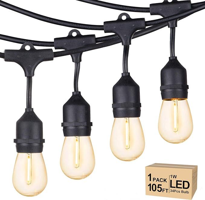 Svater Outdoor String Lights Led, 105FT Commercial Grade Patio Lights with 1W Dimmable S14 Shatte... | Amazon (US)