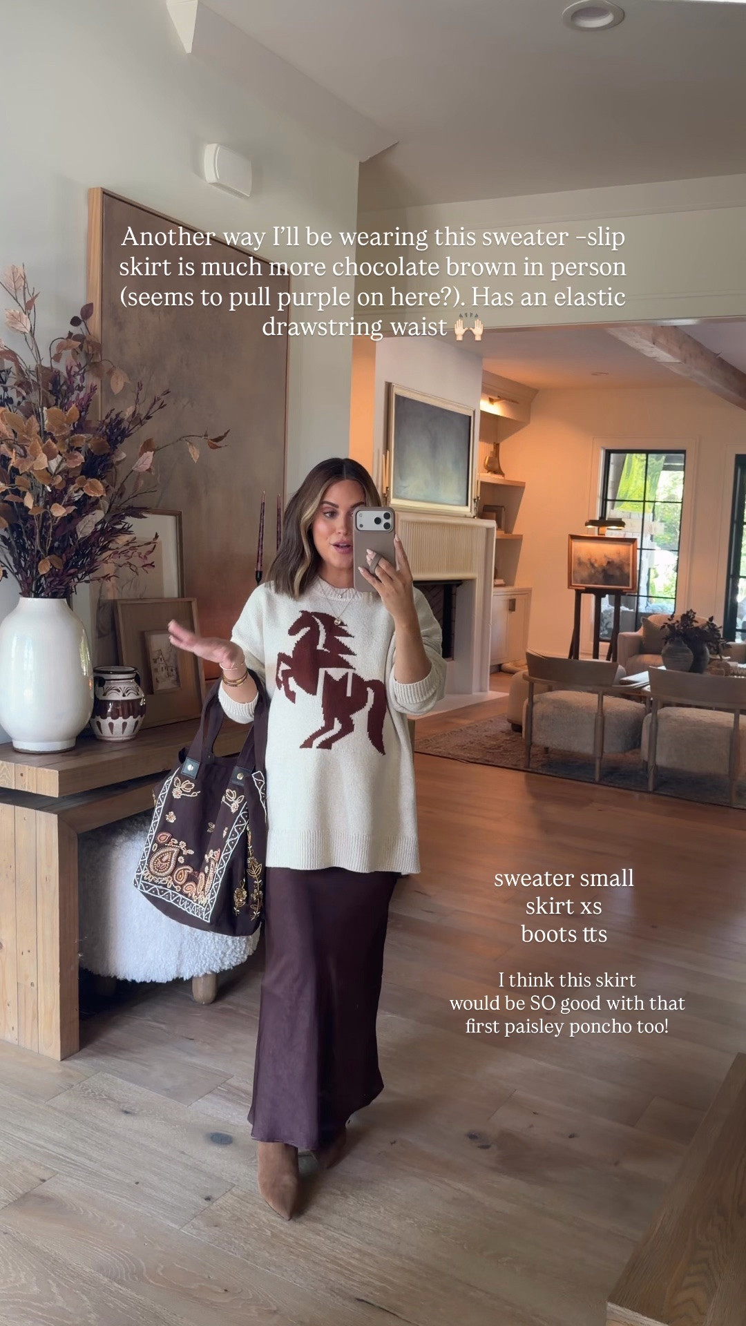Endless ways to style this oversized sweater- love it here with a satin skirt! Wearing a small in the sweater (definitely runs big) and XS in skirt. Skirt featured an adjustable drawstring waist and looks more chocolate in person (feel like it pulls purple here?). Boots run TTS and are a great kitten heel, slip-on option that will go with everything. 

Currently 37 weeks pregnant and plan to wear this postpartum as well!

Fall outfit, sweater, satin skirt, fall fashion, maternity, bump friendly, boots, suede boots, western style

#LTKootd #LTKmomlife #LTKBump