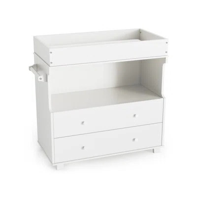 Baby Changing Table Dresser with 2 Drawers and Large Open Compartment, Modern Diaper Changing Station | Wayfair North America