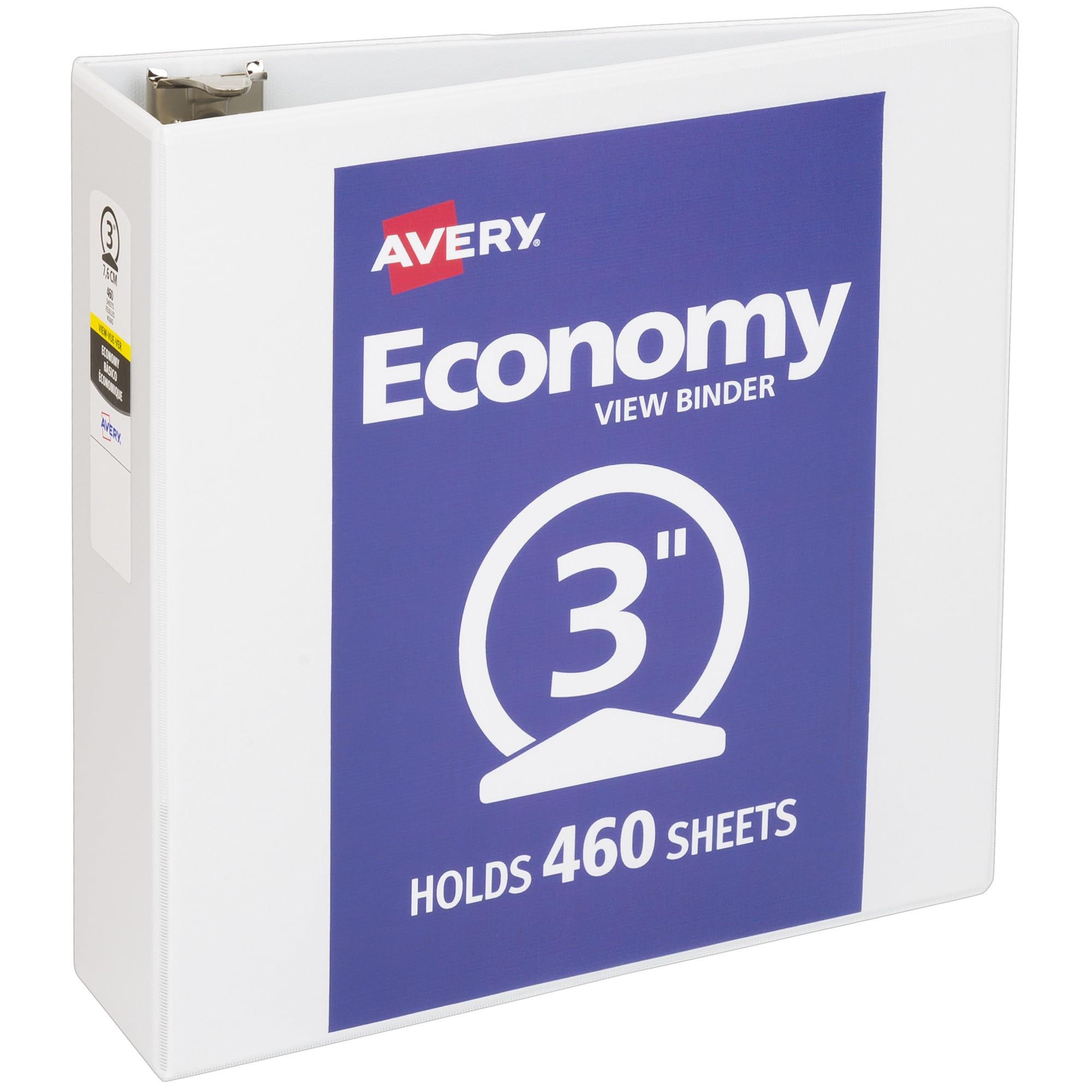 Avery Standard View 3 Ring Binder, 3" Round Rings, 460-Sheet Capacity, 3.5 Inch Wide Spine, 1 Whi... | Amazon (US)