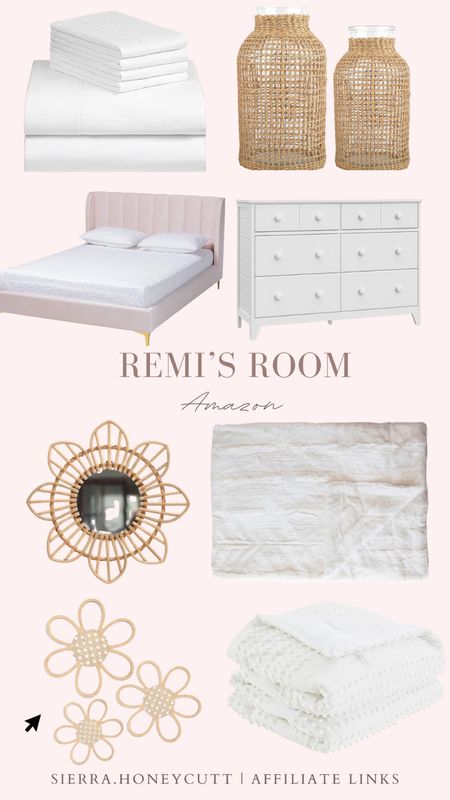 Remi’s room, platform bed, dresser, rattan flowers, mirror, minky blanket, beddings, cozy, girly, feminine 

#LTKSeasonal #LTKhome #LTKkids