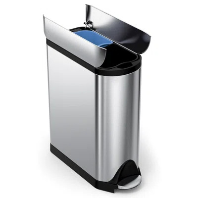 simplehuman 40 Liter / 10.6 Gallon Dual Compartment Butterfly Lid Kitchen Recycling Step Trash Can | Wayfair North America