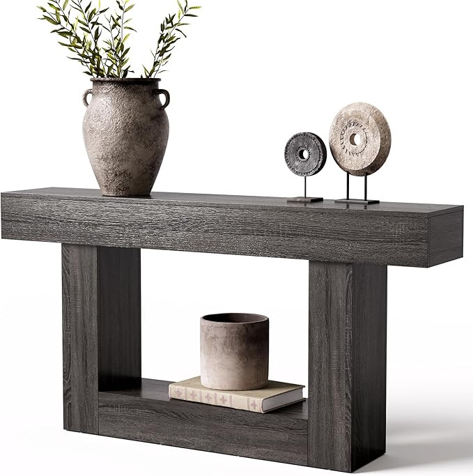 LITTLE TREE 63 Inches Long Console Table, 2-Tier Farmhouse Sofa Table Behind Couch, Large Narrow ... | Amazon (US)