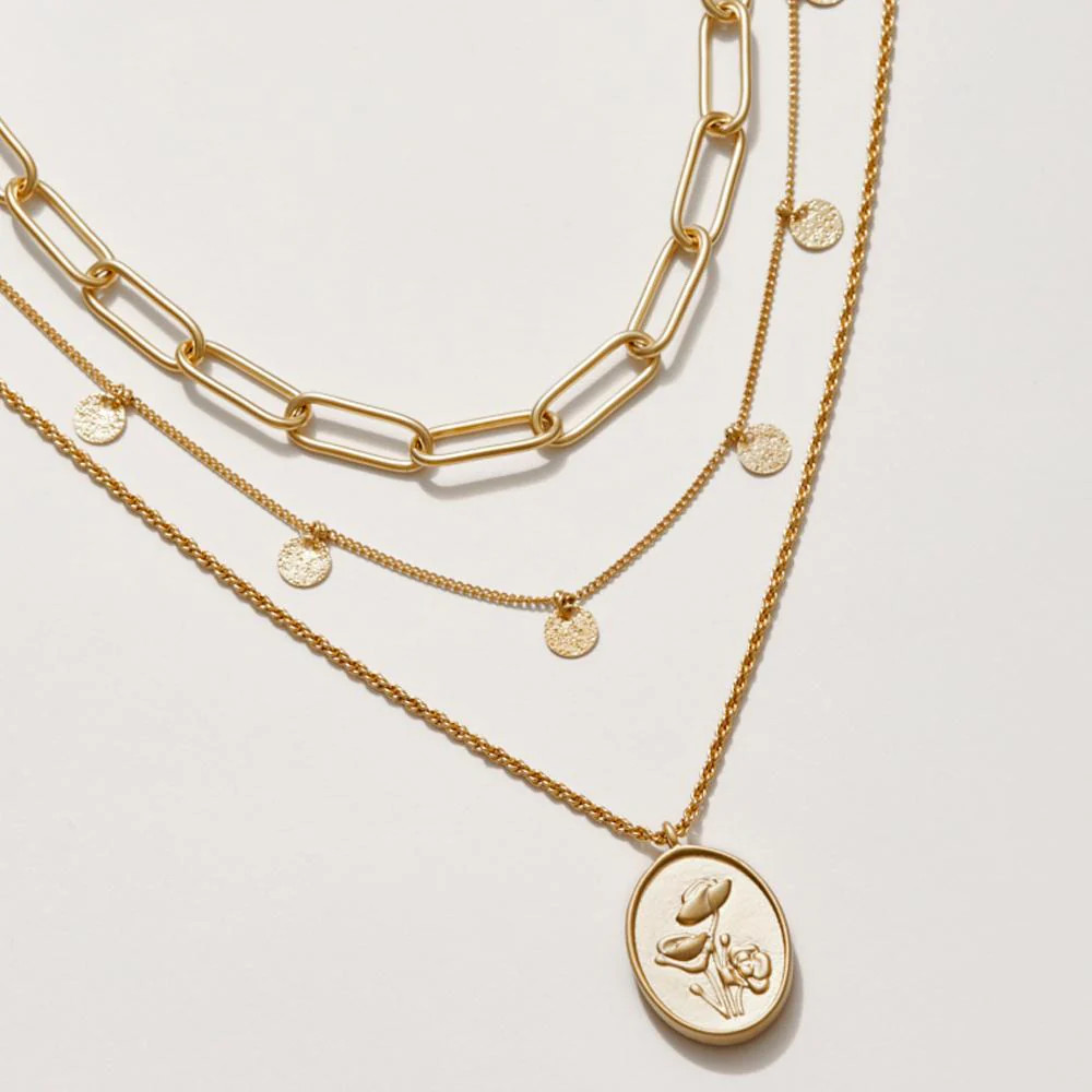 FLORA NECKLACE SET gold | Poppy & Peonies