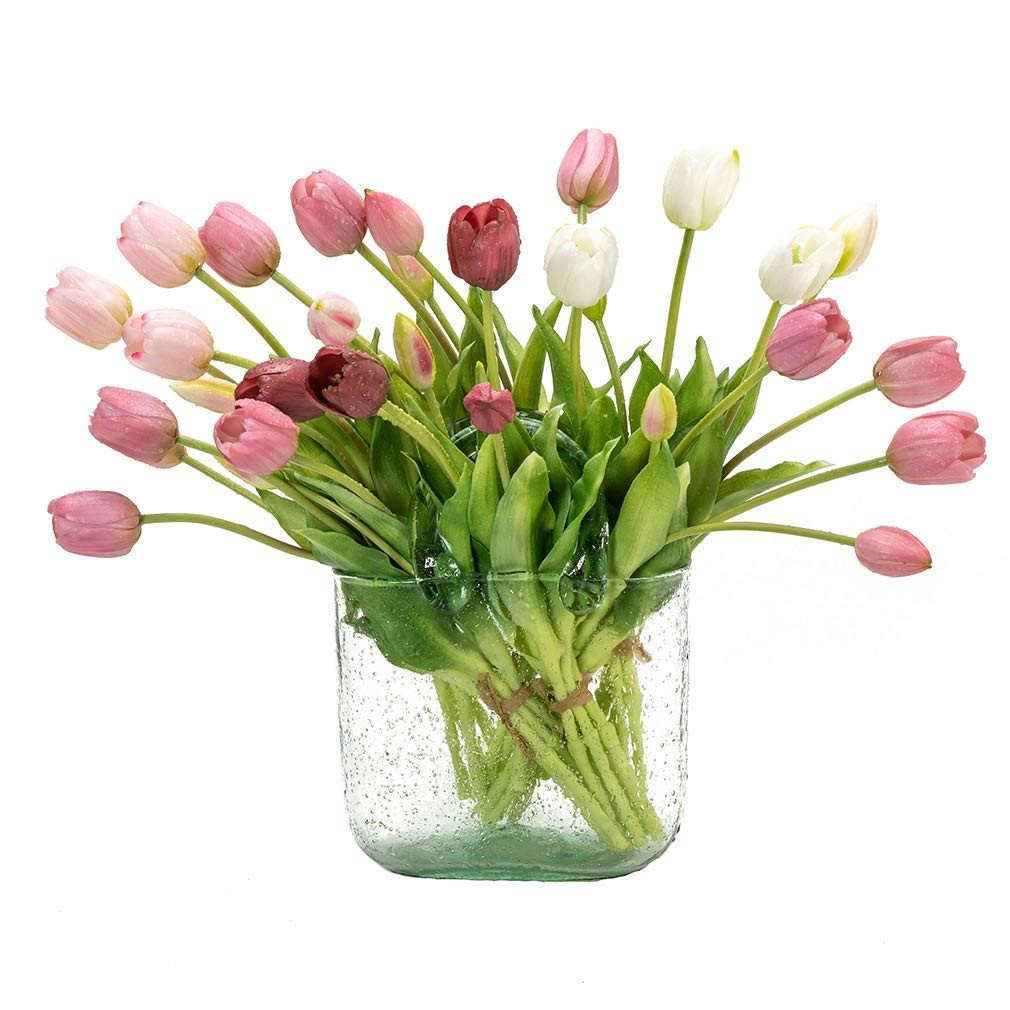 15pcs Artificial Tulips Flowers, Latex Bouquet, Fake Tulips for Office Wedding Party Home Kitchen... | Amazon (US)