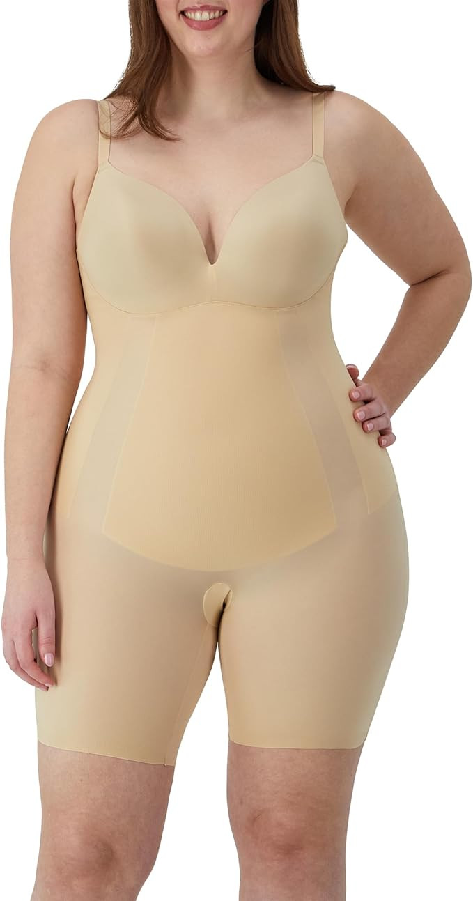 Maidenform Women's Shapewear Tummy Control Bodysuit with Mid-Thigh Shaper Shorts, Convertible Bod... | Amazon (US)