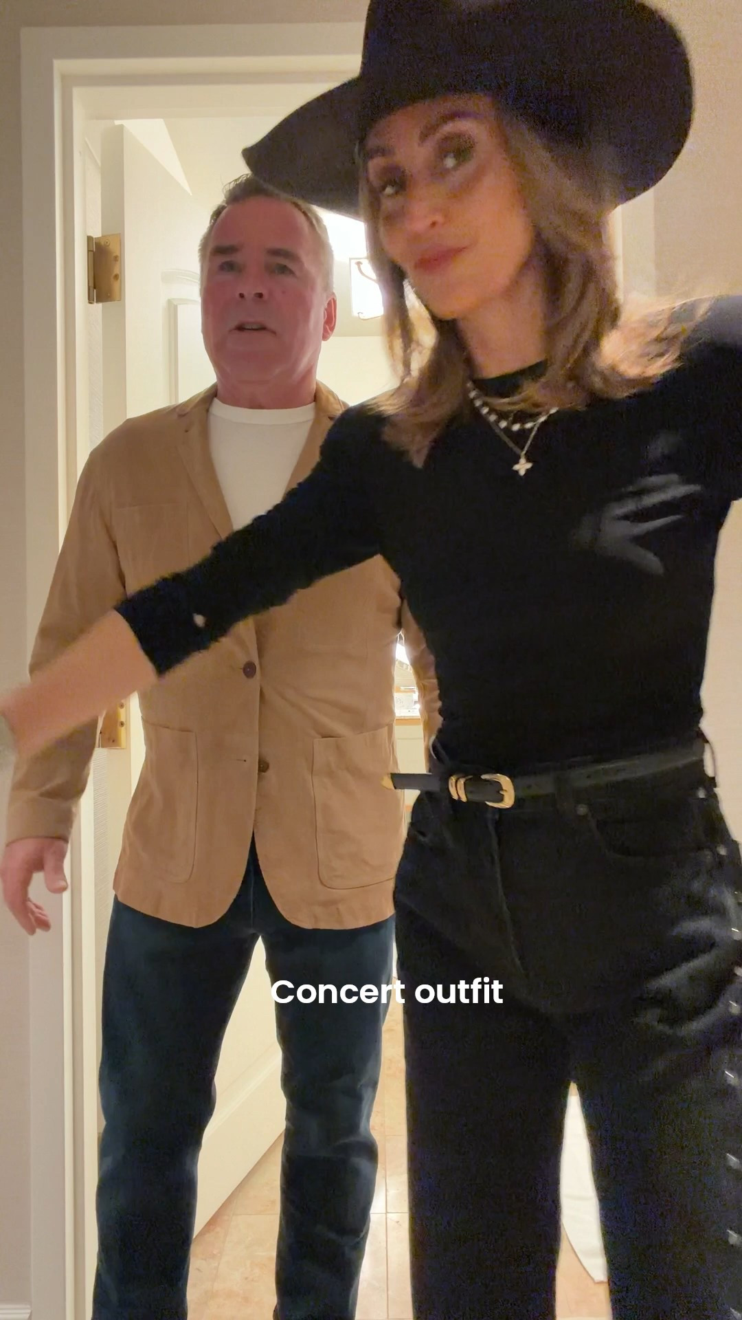 Day 6 of jeans Outfits - The Eagles Concert at Sphere 🦅🪩🖤 comment JEANS OUTFIT and I’ll send you links to shop! 

Studded black jeans, shoulder padded long sleeve top, cowboy hat, tall black boots, concert outfit, jeans outfit 

#LTKOver40 #LTKgrwm #LTKootd