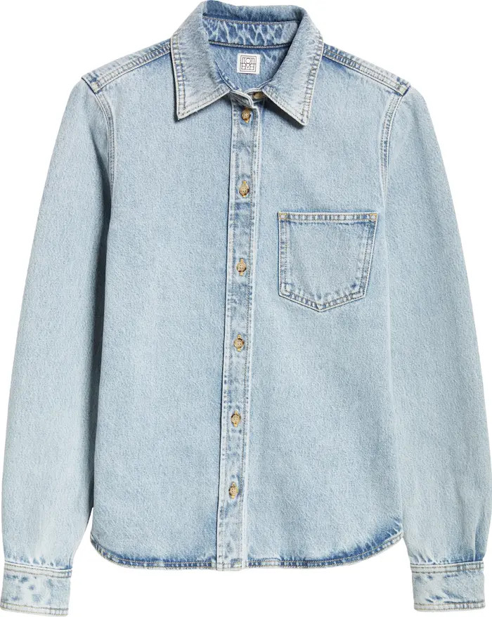 TOTEME Fitted Organic Cotton Denim Button-Up Shirt | Nordstrom | Nordstrom