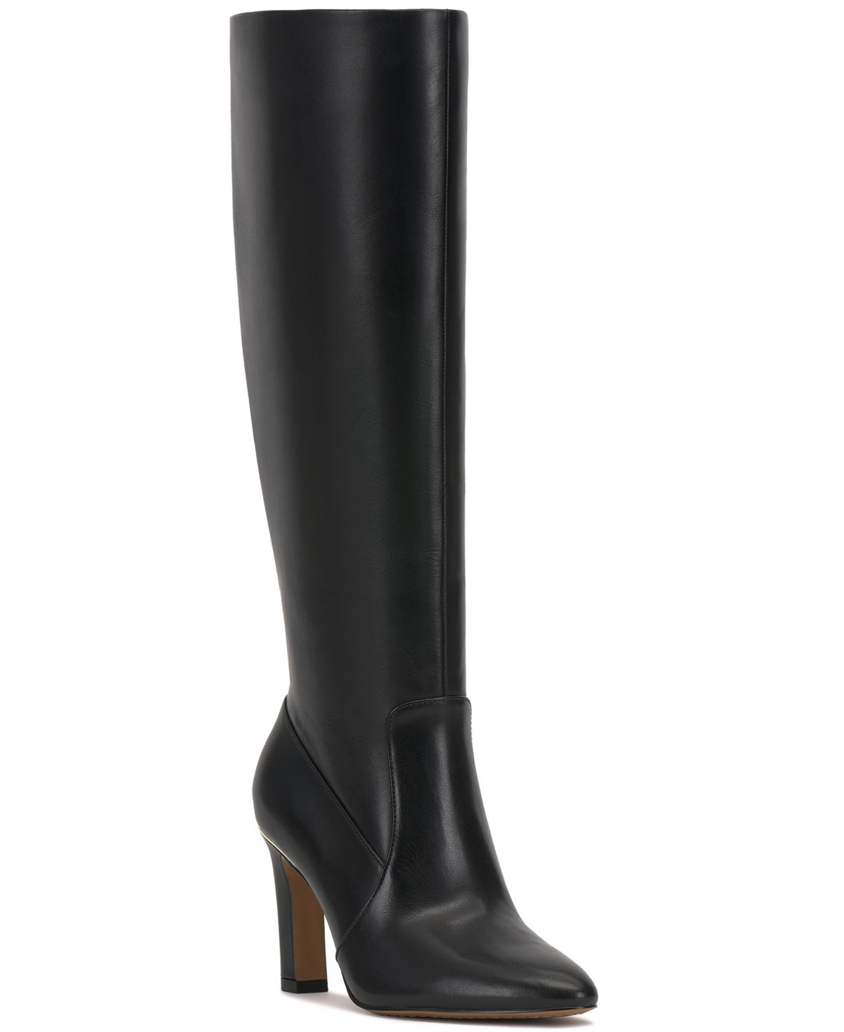 Vince Camuto Women's Gylina Knee-High Wide-Calf Dress Boots - Black Leather | Macy's