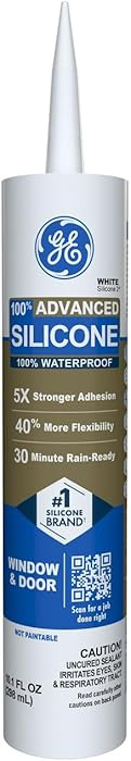 GE Advanced Silicone Caulk for Window & Door, White, 10 fl oz Cartridge, 1 Pack - 100% Waterproof... | Amazon (US)