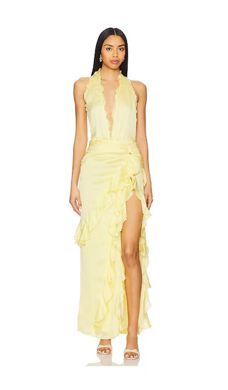 Celenia Maxi Dress in Pale Yellow | Revolve Clothing (Global)