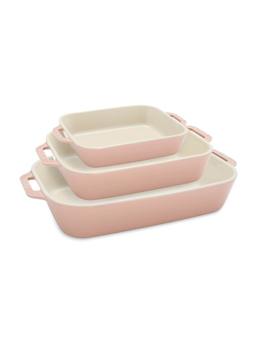 Staub 3-Piece Ceramic Nestable Baking Dish Set - Pink | Saks Fifth Avenue OFF 5TH