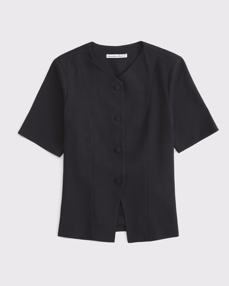 Short-Sleeve Tailored Vest Top | Abercrombie & Fitch (US)