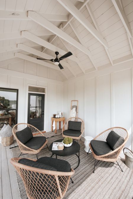 Outdoor Furniture Set Up / Back porch Inspo. 

The chairs are not linked, but they are Article. 

Follow for more Organic Modern + Scandi Inspired home. 🫶🏻

#LTKhome