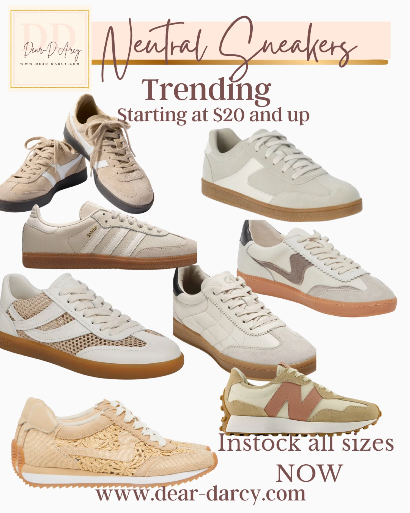 Sneakers never go out of style… but boy are they trending for Spring!

Sneakers you can wear with everything… not just for exercise,
Or styled with lounge wear or jeans.

We’re talking sneakers you can wear with dresses, and skirts. Style for business casual with a trouser or jeans and a blazer. 

Here’s my neutral sneaker picks .
Starting at $20 and up

Dolc vita 
New balance 
Adidas 
Gola 



#LTKShoeCrush #LTKStyleTip #LTKFindsUnder100