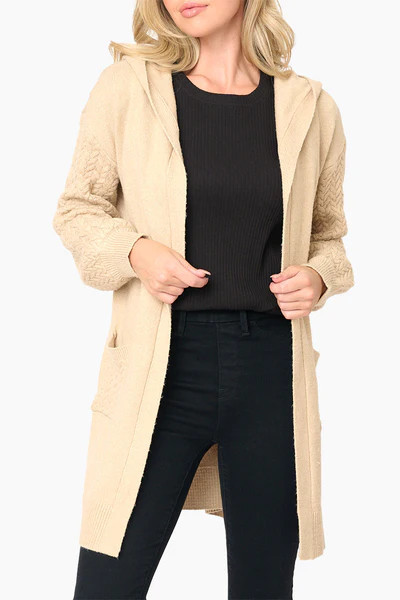 Fishtail Cable Knit Open Hoody Sweater | Gibson