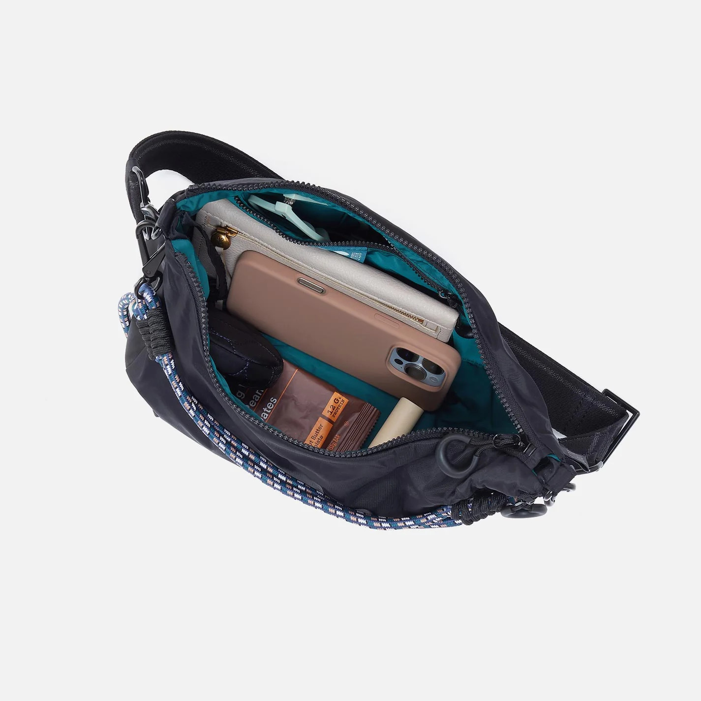 GO FOR IT Sling Crossbody in CaRefiber recycled nylon - Jet | HOBO Bags