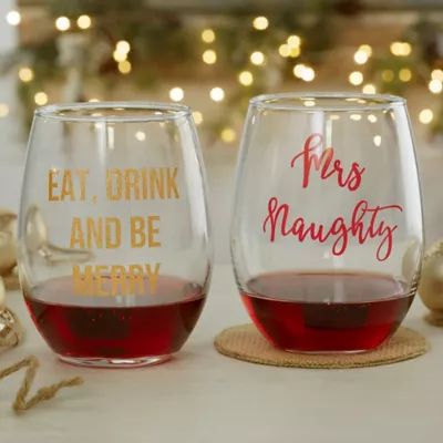 Christmas Celebrations 21 oz. Stemless Wine Glass | Bed Bath & Beyond