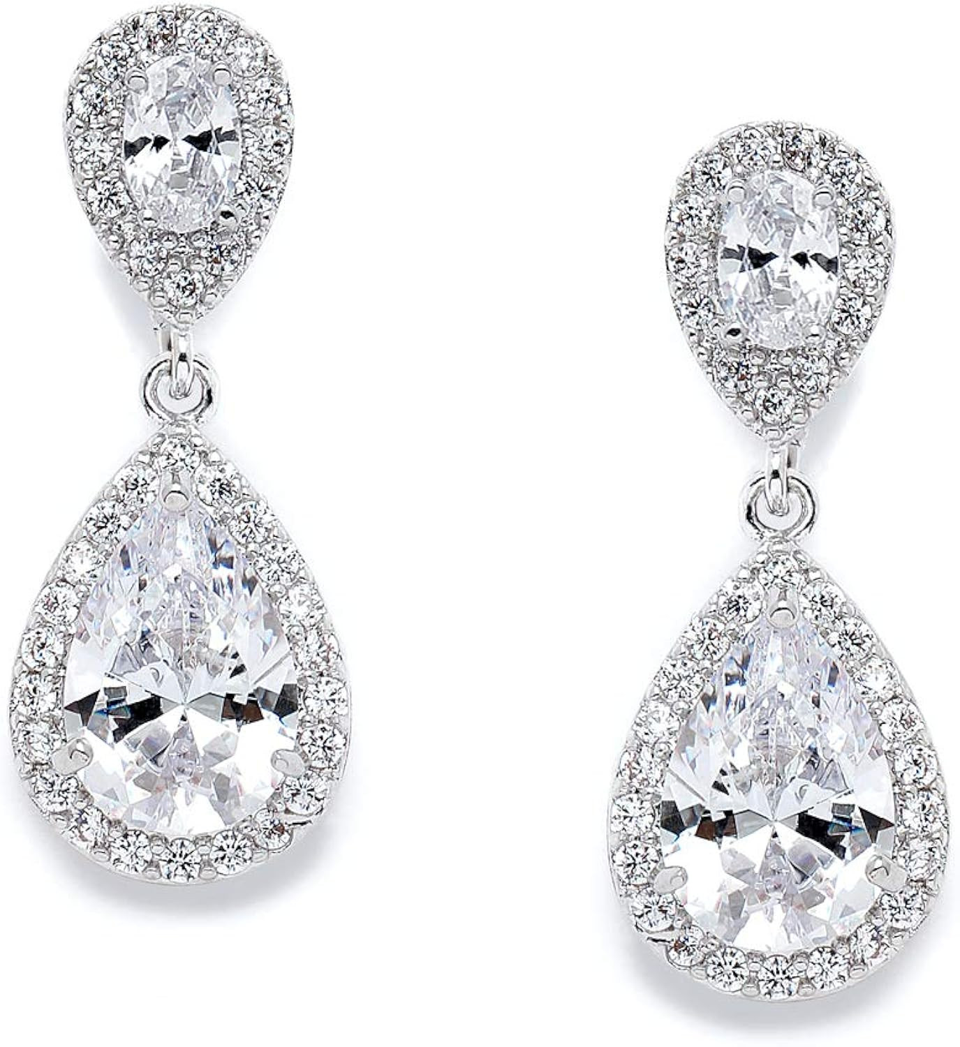 Mariell Dainty Cubic Zirconia Crystal Teardrop Earrings for Brides, Wedding & Bridal Jewelry for Wom | Amazon (US)