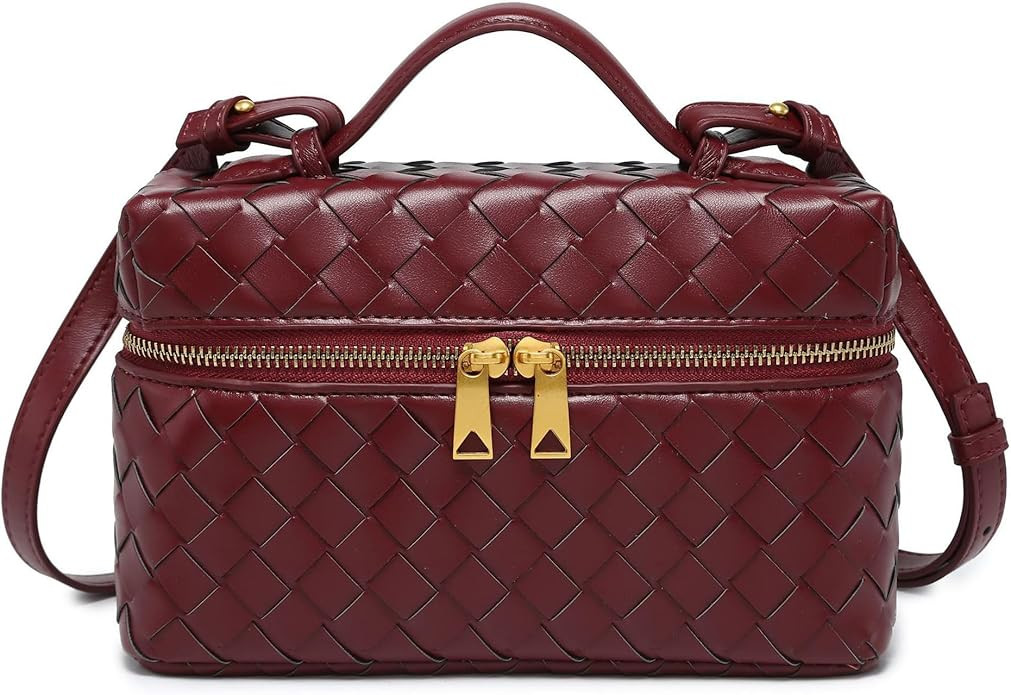 Rejolly Top-Handle Pouch Handbag for Women Woven Leather Vanity Case Designer Crossbody Bag Quiet... | Amazon (US)