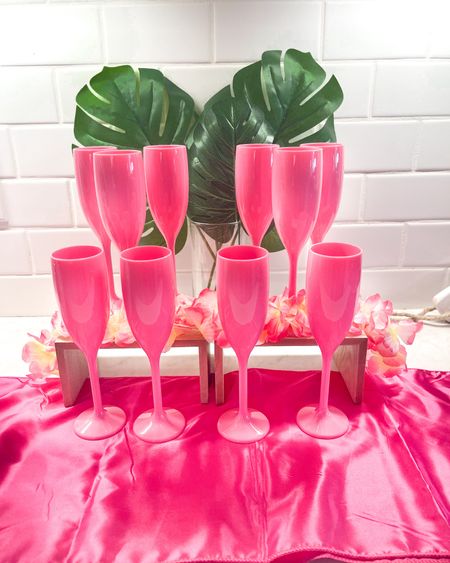 Pink acrylic champagne flutes 🩷
These pink glasses are so fun for a party, shower, or bachelorette! 
#pinkglasses #partydecor #flamingoparty #hawaiianparty #luaupartydecor

#LTKparties #LTKhome
