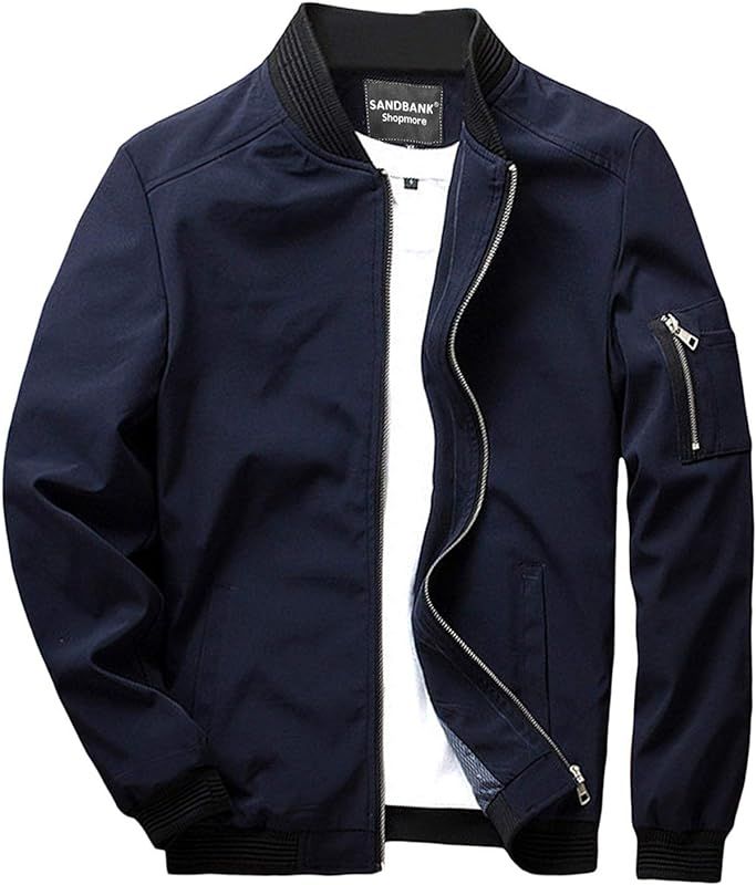 sandbank Men's Slim Fit Lightweight Softshell Flight Bomber Jacket Coat | Amazon (US)