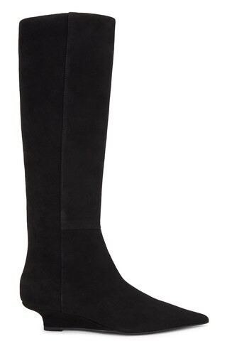 Toteme Sharp Suede Knee High Boot in Black | FWRD 