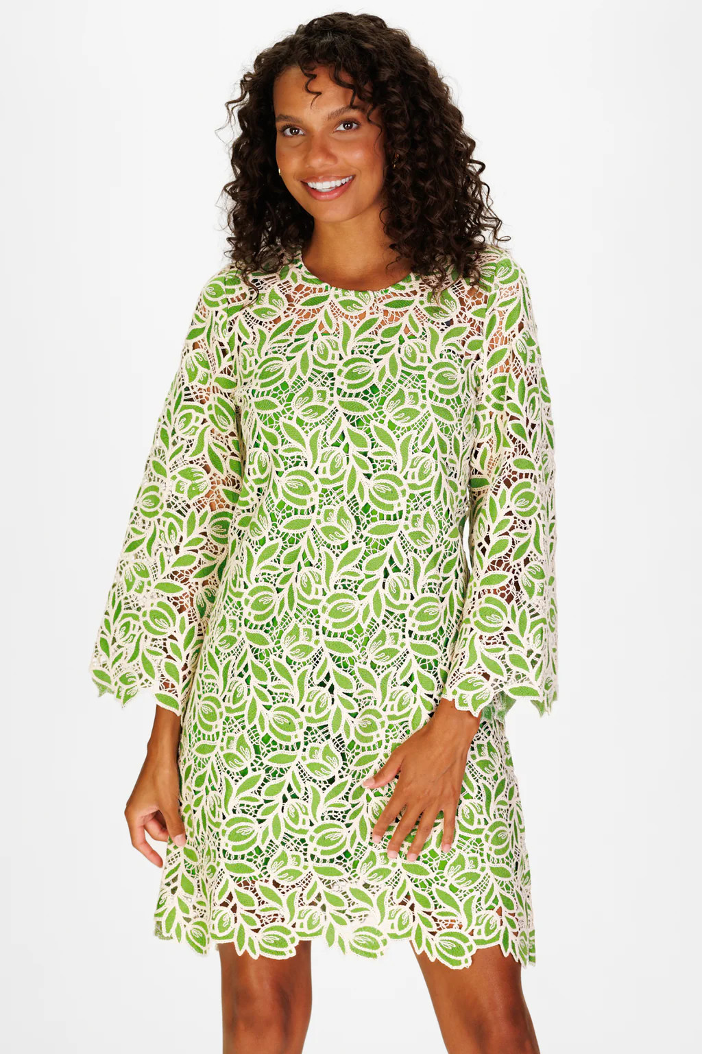 Brinkley Dress in Green Tulip Lace | Duffield Lane