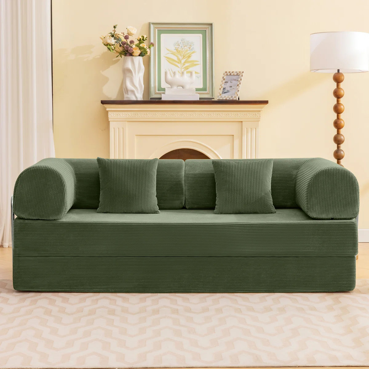 Foldable Three Person Fabric Sofa Bed, high Rebound Density Sponge Sofa | Wayfair North America