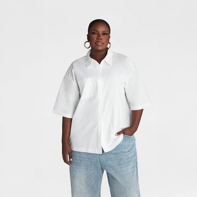 KBB by KAHLANA Women's 'The Crisp Collared Shirt' - White 4X | Target