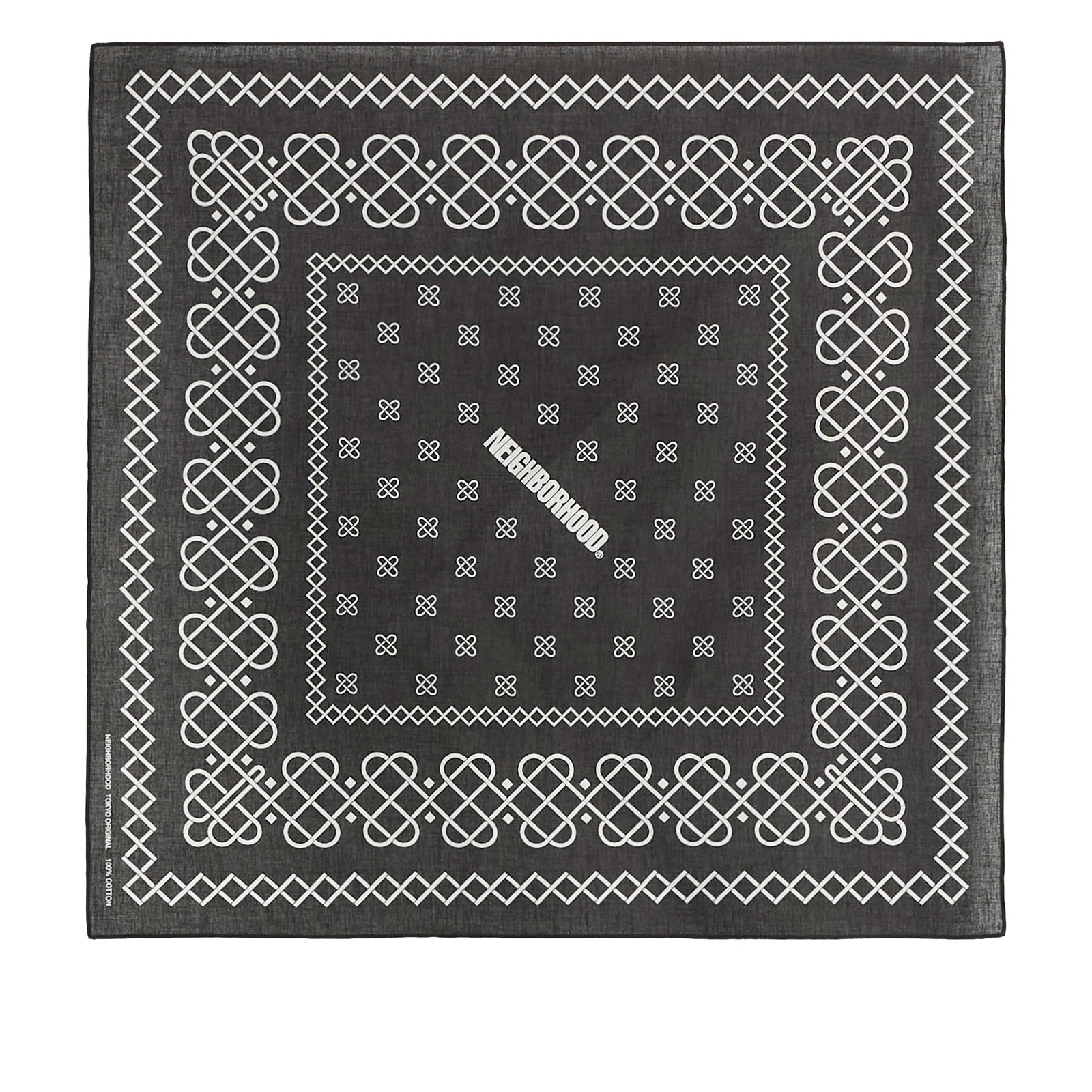 Neighborhood Men's Line Pattern Bandana in Black | END. Clothing