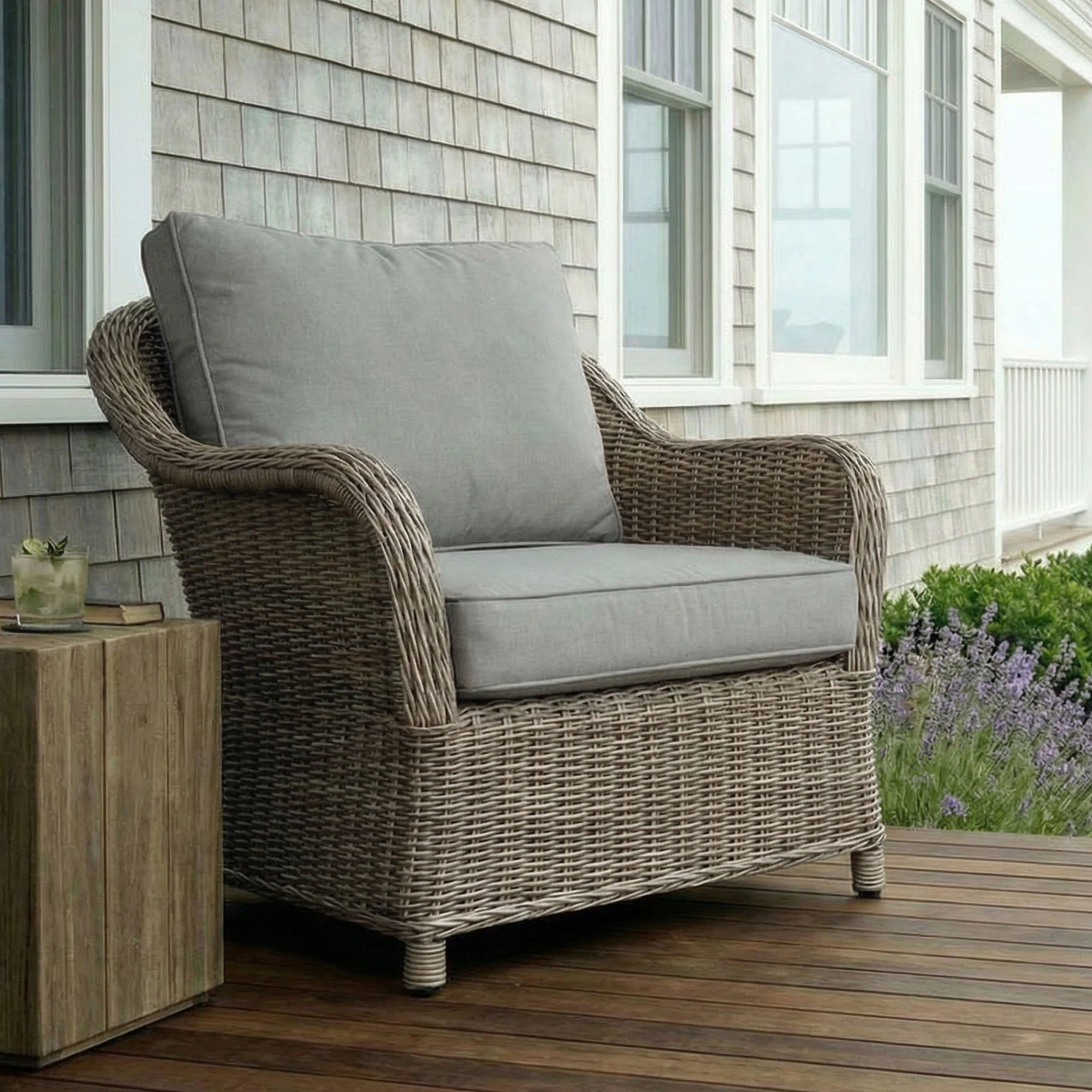 Martha Stewart Lily Pond All-Weather Club Chair With Back And Seat Cushions | Wayfair North America