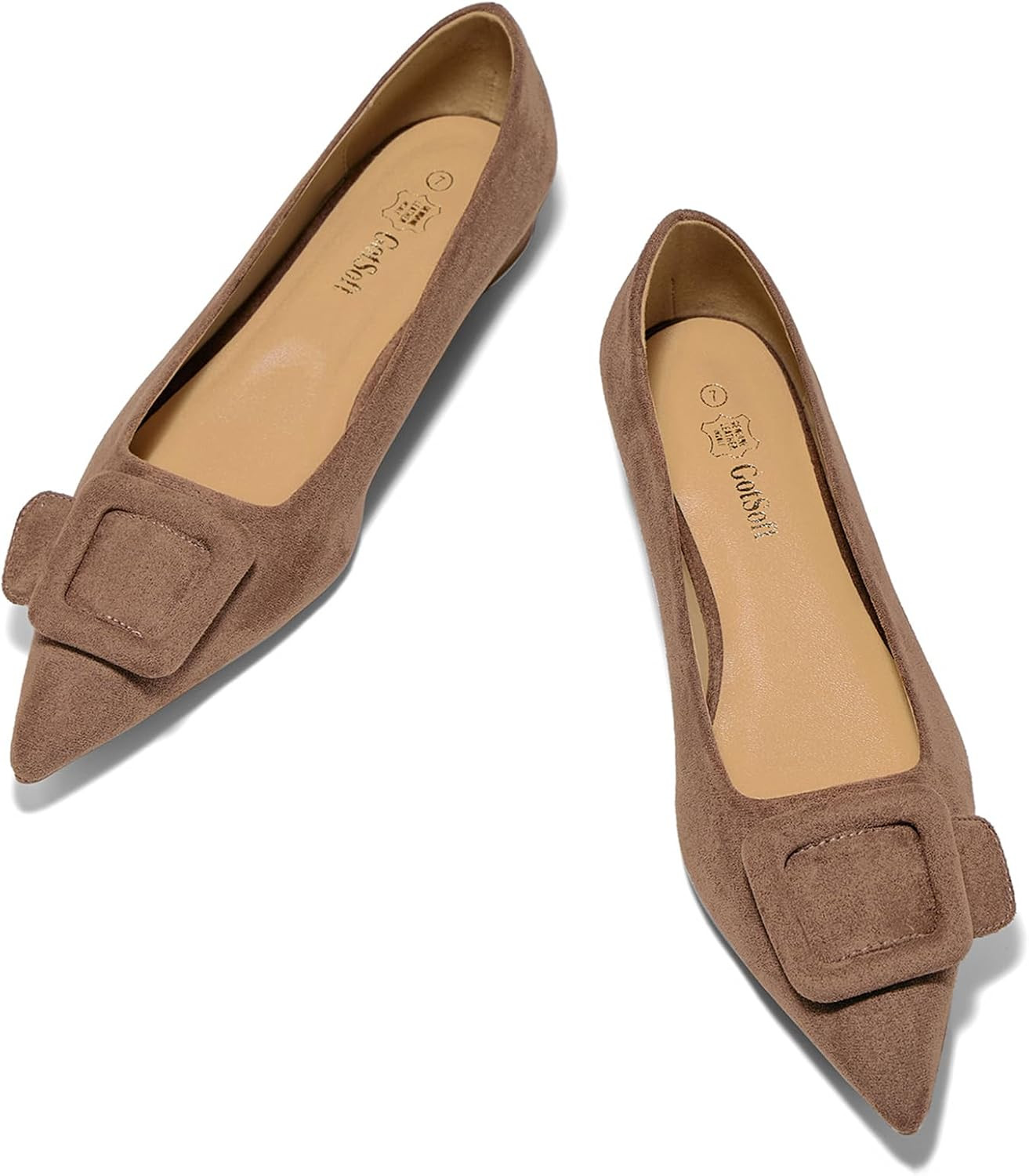 Women's Lambskin Insole Square Buckle Flats Slip on Flat Shoes | Amazon (US)