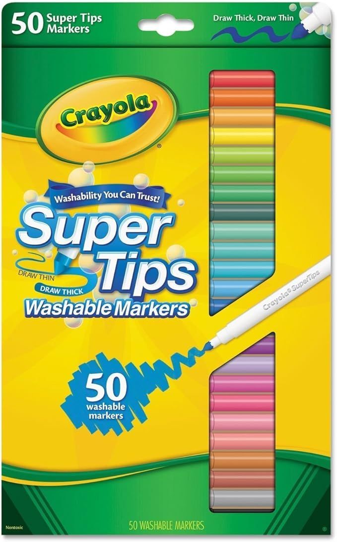 Crayola 50ct Washable Super Tips Markers 50 Color Variety | Amazon (US)