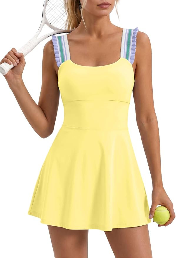 ReachMe Womens Tennis Dresses with Shorts Golf Outfits Athletic Dresses with Built in Bra Striped... | Amazon (US)